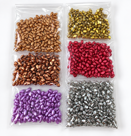 Czech Glass Drop Beads – Large Mixed Colour Lot – 6 Bags
