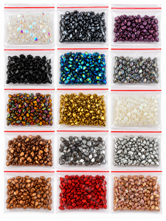 Czech Glass Small Shaped Beads – Mixed Colours & Finishes – 15 Bags