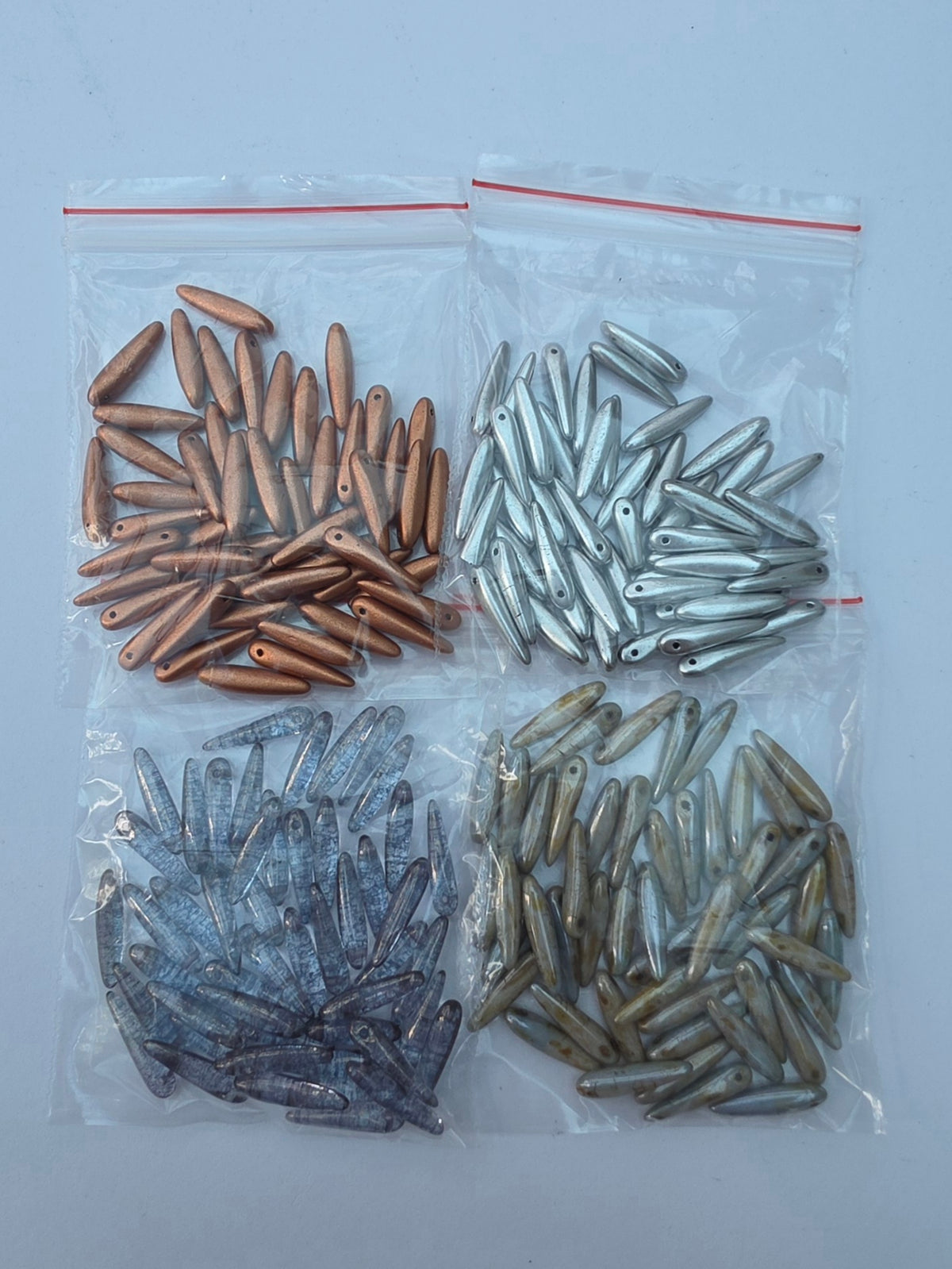 Czech Glass Dagger Beads – Mixed Colours & Finishes – 4 Bags