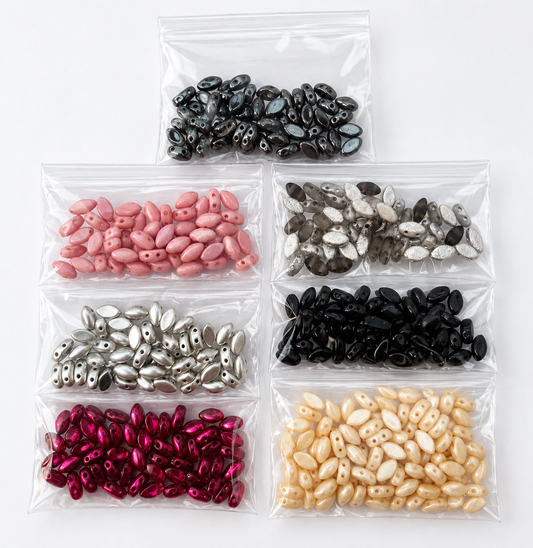 Czech Glass Two-Hole Oval Beads – Mixed Colours – 8 Bags