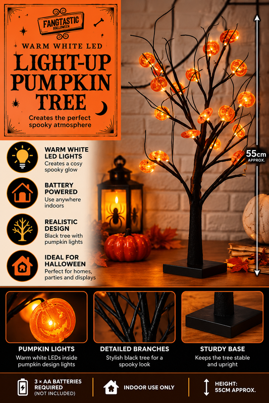 Light-Up Halloween Pumpkin Tree – 55cm