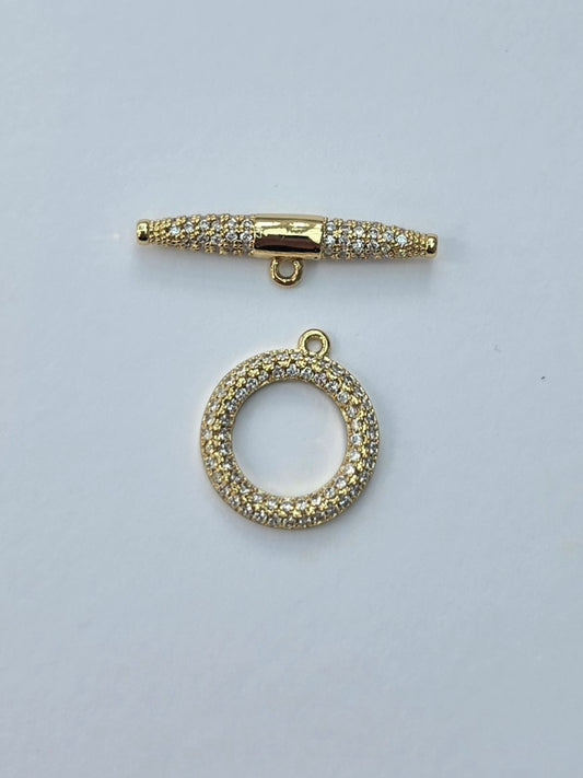 Gold Coloured Pavé Crystal Toggle Clasp – Sparkling Jewellery Finding