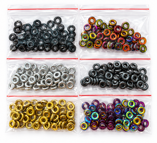 Czech Glass Large Ring / Donut Beads – Mixed Colours & Finishes – 6 Bags