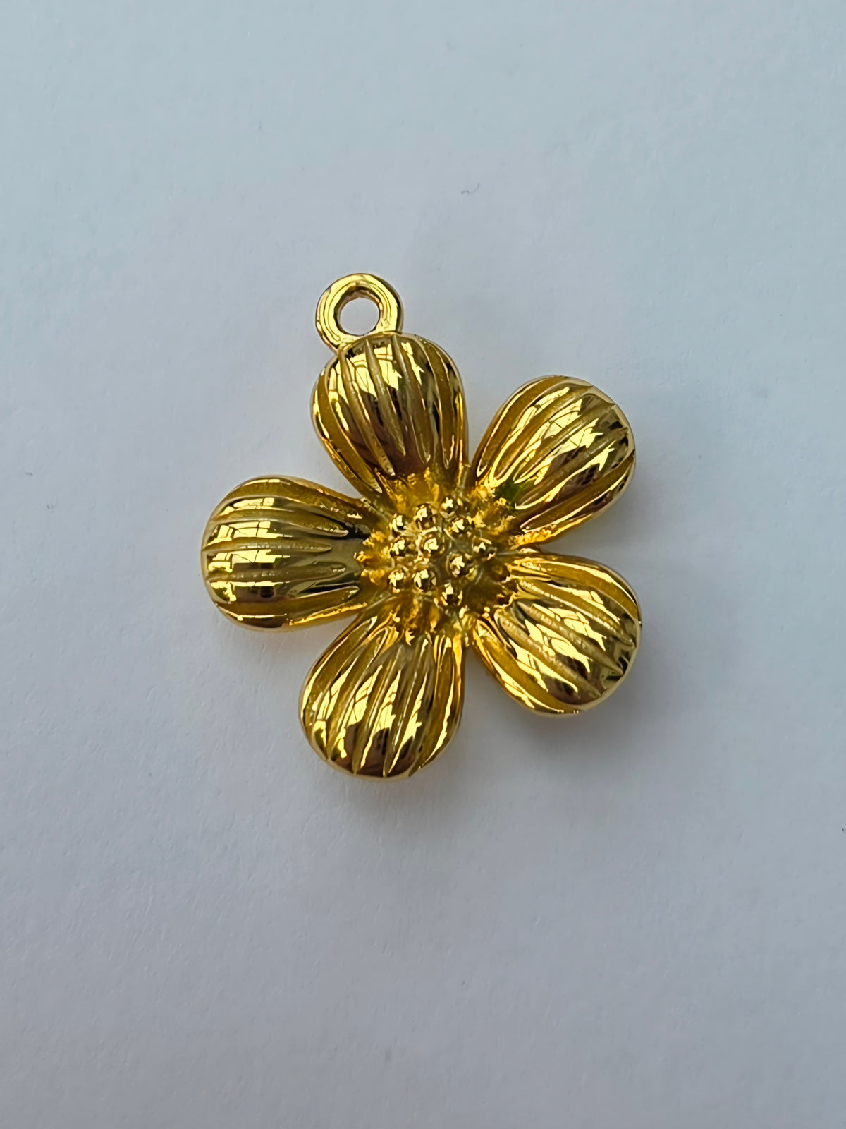 Gold Plated 925 Sterling Silver Five-Petal Flower Charm / Pendant