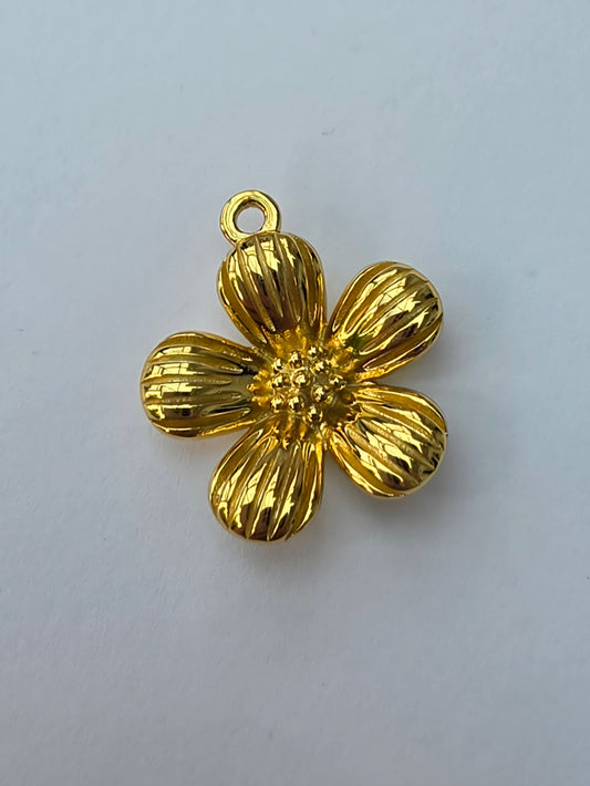 Gold Plated 925 Sterling Silver Five-Petal Flower Charm / Pendant