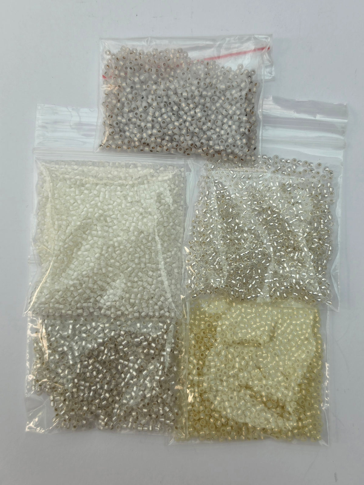 Czech Glass Seed Beads – White, Cream & Silver Mix – 5 Bags