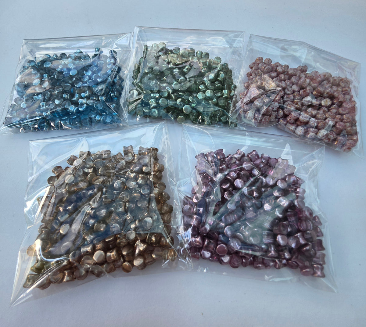 Czech Glass Beads – Large Mixed Pastel & Metallic Lot – 5 Bags