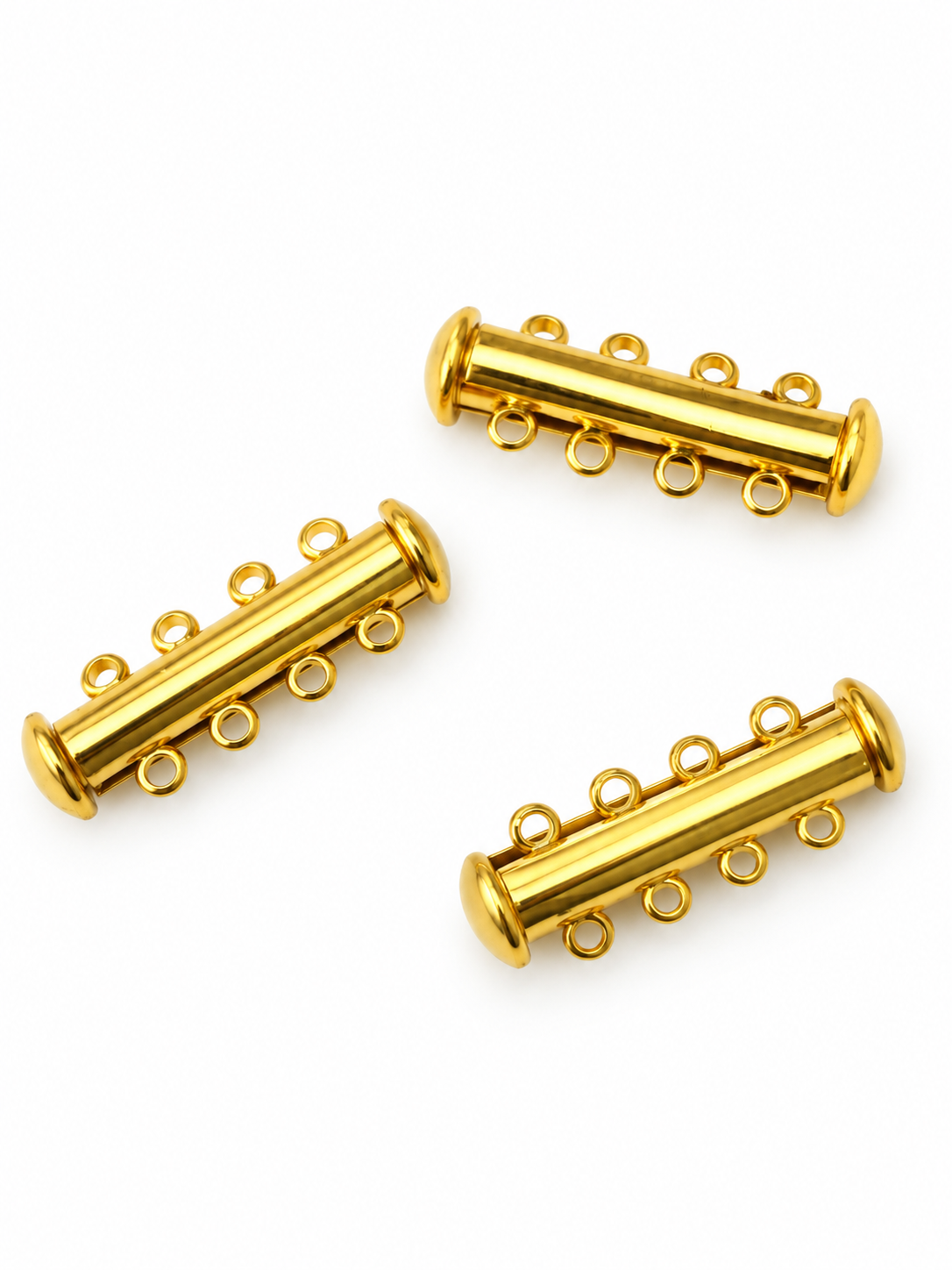 Gold Coloured 4-Strand Magnetic Slider Clasps – 3 Pieces