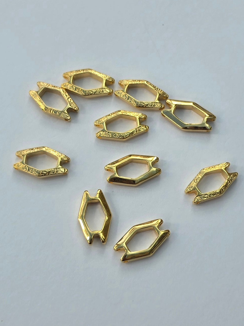 Gold Coloured Geometric Two-Hole Spacer Connector Beads – 10 Pieces