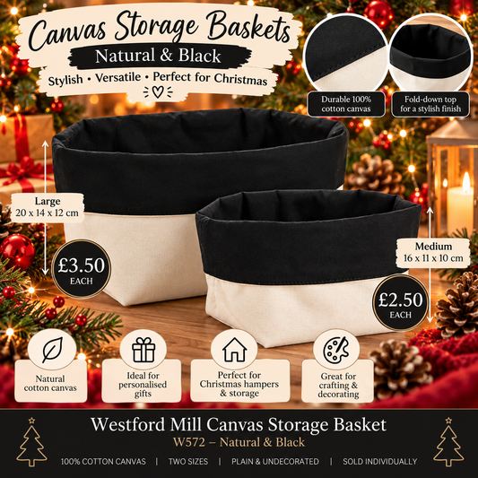 Westford Mill Cotton Canvas Storage Basket – Natural & Black