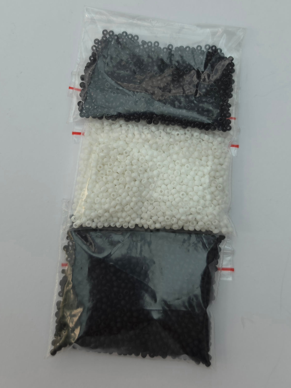 Czech Glass Round Seed Beads – Black & White – 3 Large Bags