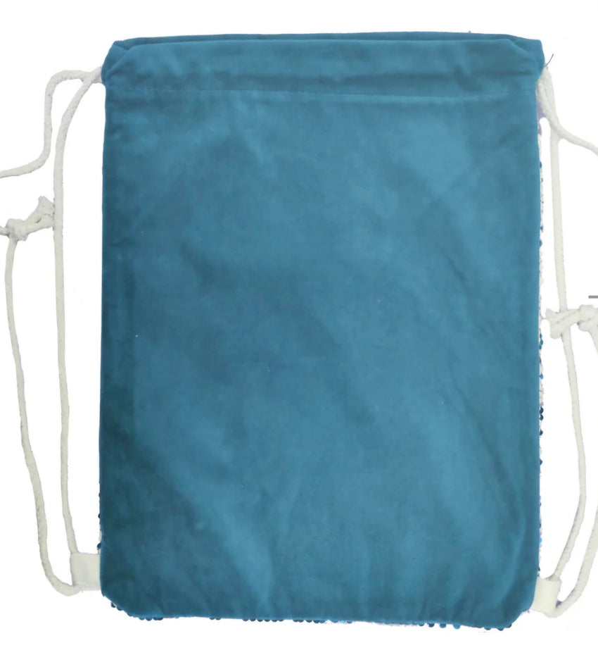 Light Blue Sequin Drawstring bag