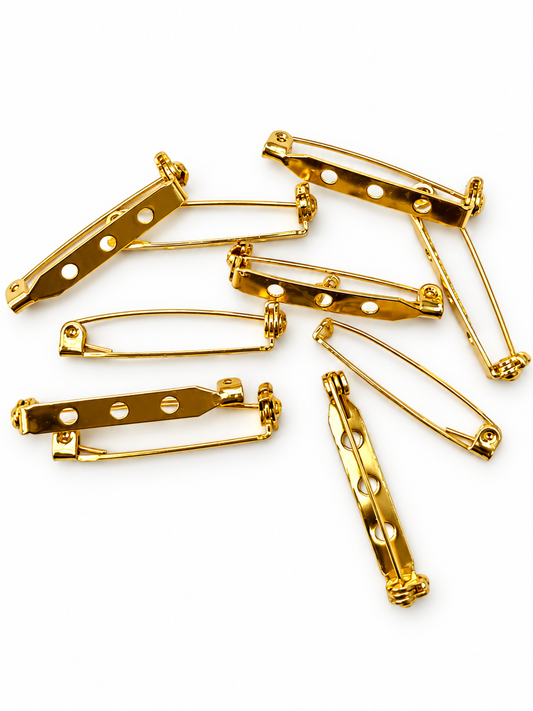 Gold Coloured Brooch Bar Pins / Brooch Backs – 10 Pieces