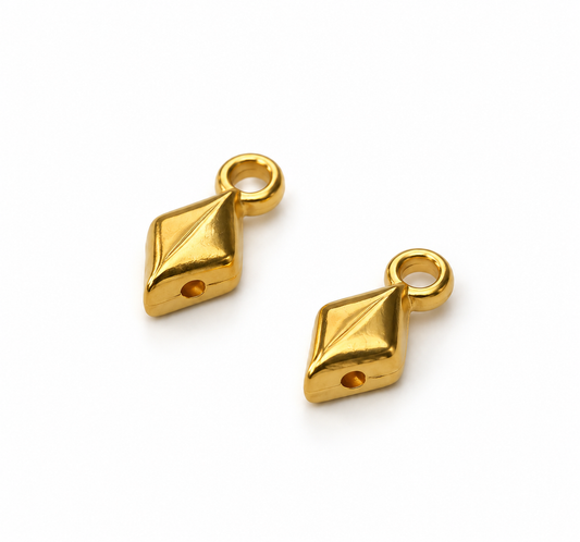 Gold Coloured Diamond-Shaped Pendant Bails / Connectors – 2 Pieces